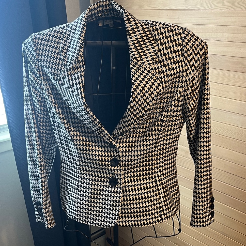 Kasper Monochrome Houndstooth Blazer